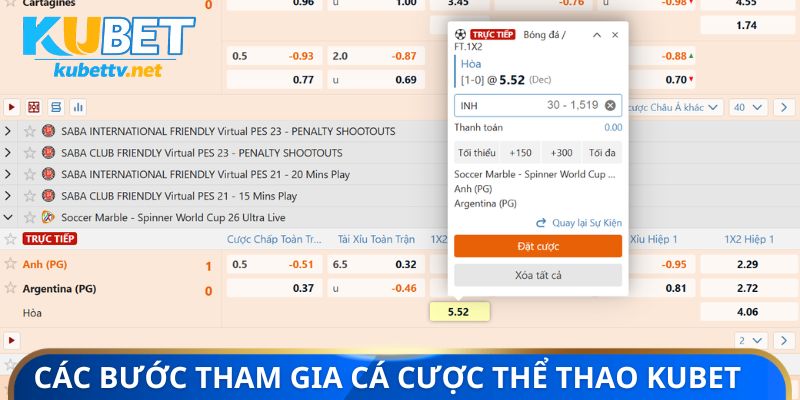 Các bước tham gia cá cược thể thao Kubet dễ hiểu