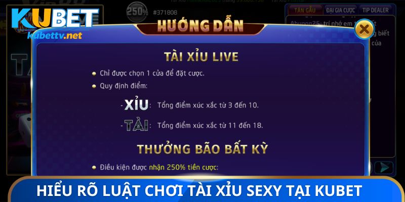 Hiểu rõ luật chơi tài xỉu sexy tại Kubet